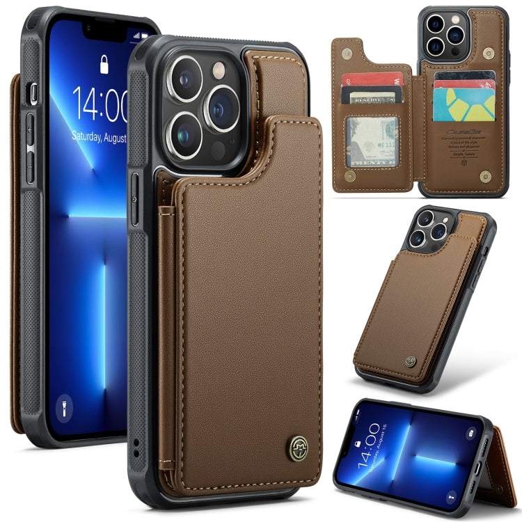 For iPhone 13 Pro Max CaseMe C22 Card Slots Holder RFID Anti-theft Phone Case(Brown) - HoMEdemic™ 