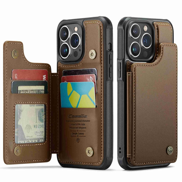 For iPhone 13 Pro Max CaseMe C22 Card Slots Holder RFID Anti-theft Phone Case(Brown) - HoMEdemic™ 
