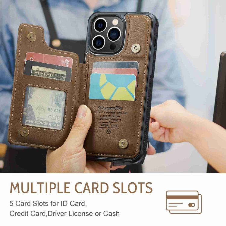 For iPhone 13 Pro Max CaseMe C22 Card Slots Holder RFID Anti-theft Phone Case(Brown) - HoMEdemic™ 