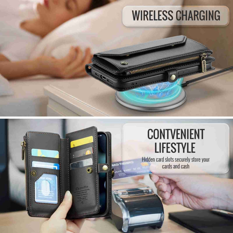 For iPhone 13 Pro Max CaseMe C36 Card Slots Zipper Wallet RFID Anti-theft Leather Phone Case(Black) - HoMEdemic™ 