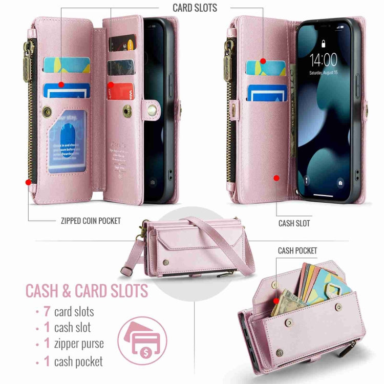 For iPhone 13 Pro Max CaseMe C36 Card Slots Zipper Wallet RFID Anti-theft Leather Phone Case(Pink) - HoMEdemic™ 