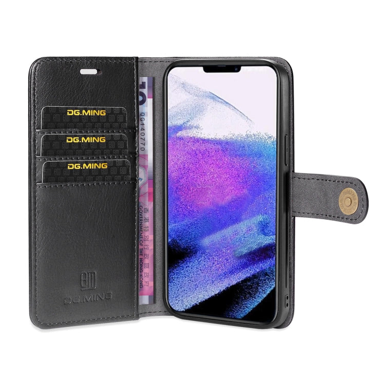 For iPhone 13 Pro Max DG.MING Crazy Horse Texture Flip Detachable Magnetic Leather Case with Holder & Card Slots & Wallet (Black) - HoMEdemic™ 