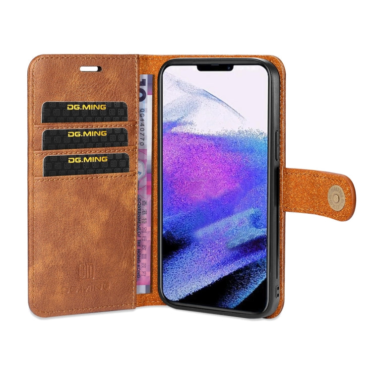 For iPhone 13 Pro Max DG.MING Crazy Horse Texture Flip Detachable Magnetic Leather Case with Holder & Card Slots & Wallet (Brown) - HoMEdemic™ 