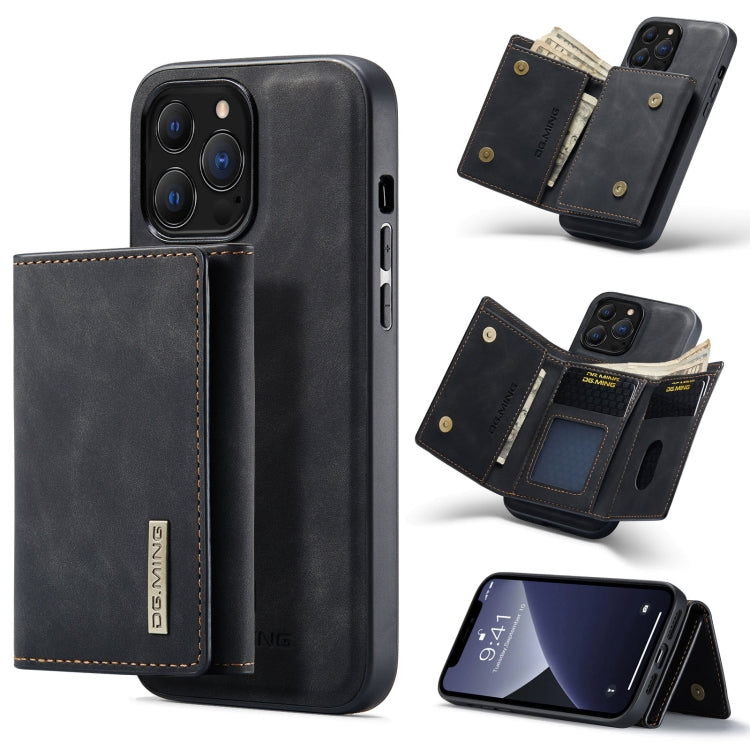 For iPhone 13 Pro Max DG.MING M1 Series 3-Fold Multi Card Wallet Shockproof Case with Holder Function (Black) - HoMEdemic™ 