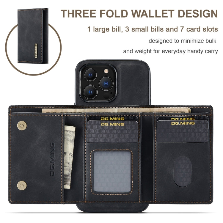For iPhone 13 Pro Max DG.MING M1 Series 3-Fold Multi Card Wallet Shockproof Case with Holder Function (Black) - HoMEdemic™ 