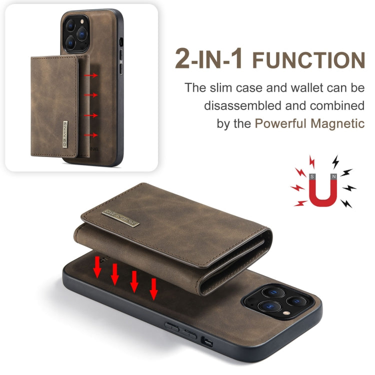 For iPhone 13 Pro Max DG.MING M1 Series 3-Fold Multi Card Wallet Shockproof Case with Holder Function (Coffee) - HoMEdemic™ 