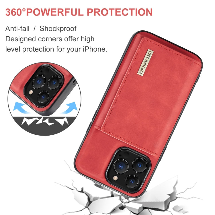 For iPhone 13 Pro Max DG.MING M1 Series 3-Fold Multi Card Wallet Shockproof Case with Holder Function (Red) - HoMEdemic™ 