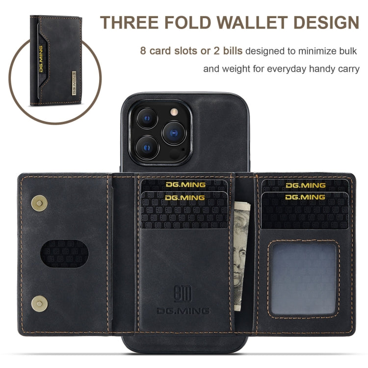 For iPhone 13 Pro Max DG.MING M2 Series 3-Fold Card Bag Shockproof Case with Wallet & Holder Function (Black) - HoMEdemic™ 