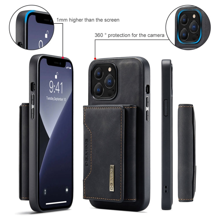 For iPhone 13 Pro Max DG.MING M2 Series 3-Fold Card Bag Shockproof Case with Wallet & Holder Function (Black) - HoMEdemic™ 