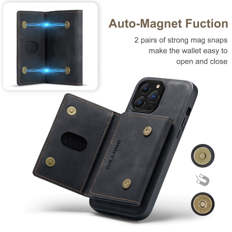 For iPhone 13 Pro Max DG.MING M2 Series 3-Fold Card Bag Shockproof Case with Wallet & Holder Function (Black) - HoMEdemic™ 