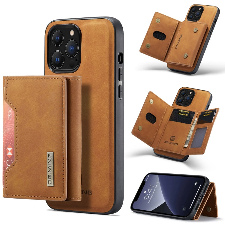 For iPhone 13 Pro Max DG.MING M2 Series 3-Fold Card Bag Shockproof Case with Wallet & Holder Function (Brown) - HoMEdemic™ 