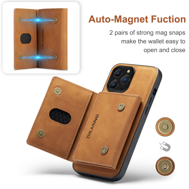For iPhone 13 Pro Max DG.MING M2 Series 3-Fold Card Bag Shockproof Case with Wallet & Holder Function (Brown) - HoMEdemic™ 
