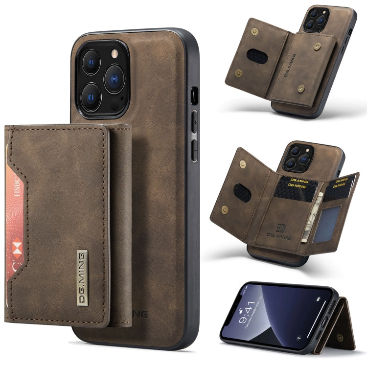 For iPhone 13 Pro Max DG.MING M2 Series 3-Fold Card Bag Shockproof Case with Wallet & Holder Function (Coffee) - HoMEdemic™ 