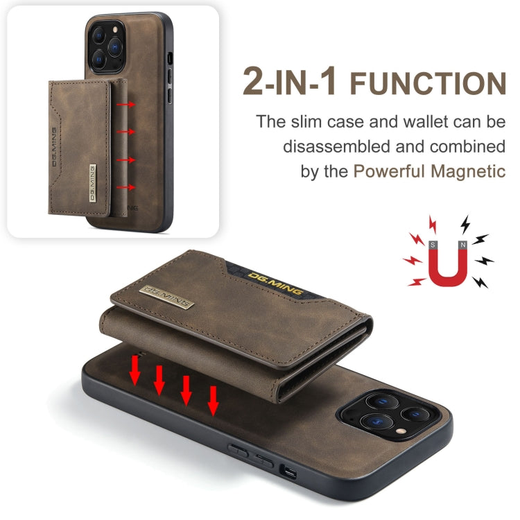 For iPhone 13 Pro Max DG.MING M2 Series 3-Fold Card Bag Shockproof Case with Wallet & Holder Function (Coffee) - HoMEdemic™ 