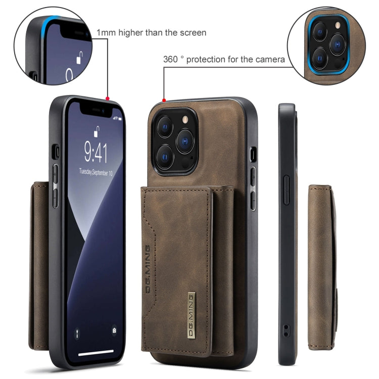For iPhone 13 Pro Max DG.MING M2 Series 3-Fold Card Bag Shockproof Case with Wallet & Holder Function (Coffee) - HoMEdemic™ 