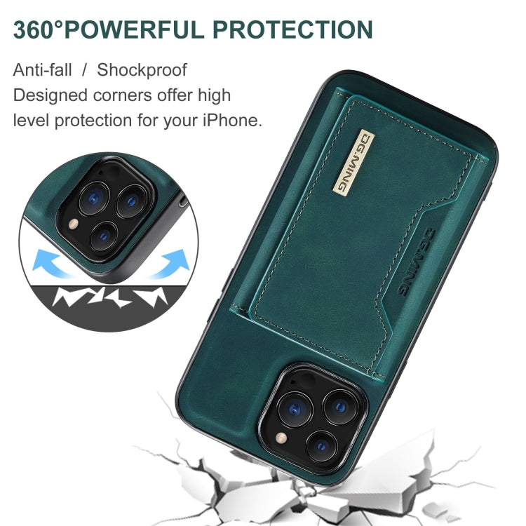 For iPhone 13 Pro Max DG.MING M2 Series 3-Fold Card Bag Shockproof Case with Wallet & Holder Function (Green) - HoMEdemic™ 
