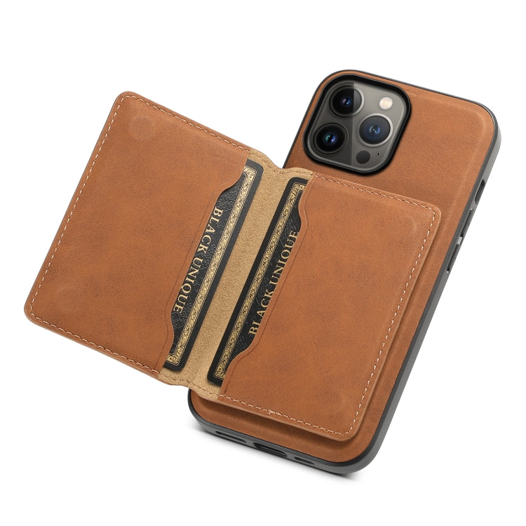 For iPhone 13 Pro Max Denior D13 Retro Texture Leather MagSafe Card Bag Phone Case(Brown) - HoMEdemic™ 
