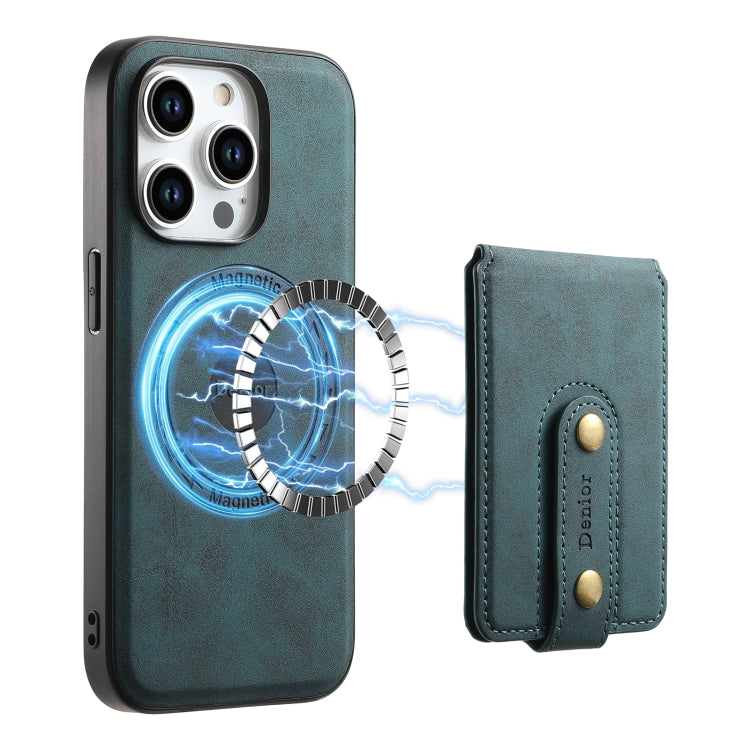 For iPhone 13 Pro Max Denior D14 NK Retro Pattern MagSafe Magnetic Card Holder Leather Phone Case(Blue) - HoMEdemic™ 