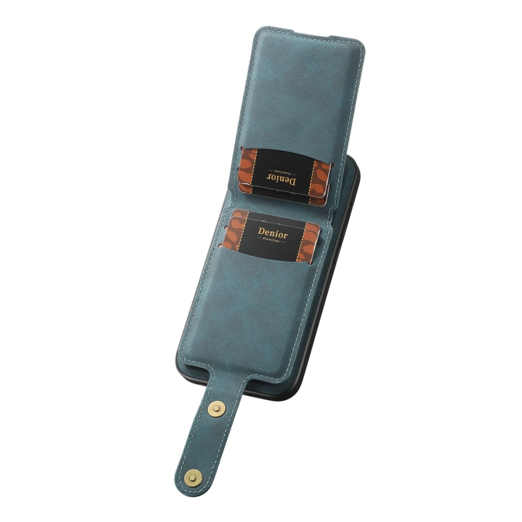 For iPhone 13 Pro Max Denior D14 NK Retro Pattern MagSafe Magnetic Card Holder Leather Phone Case(Blue) - HoMEdemic™ 