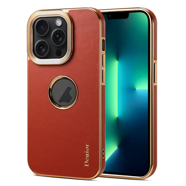 For iPhone 13 Pro Max Denior Fragrant Calf Texture Electroplating Phone Case(Maroon Red) - HoMEdemic™ 
