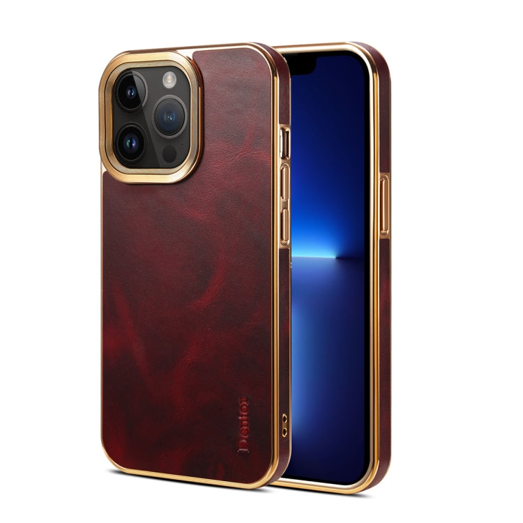 For iPhone 13 Pro Max Denior Oil Wax Cowhide Plating Phone Case(Red) - HoMEdemic™ 