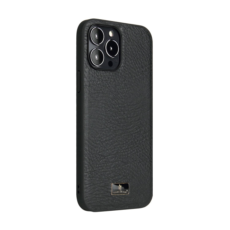 For iPhone 13 Pro Max Fierre Shann Leather Texture Phone Back Cover Case (Cowhide Black) - HoMEdemic™ 