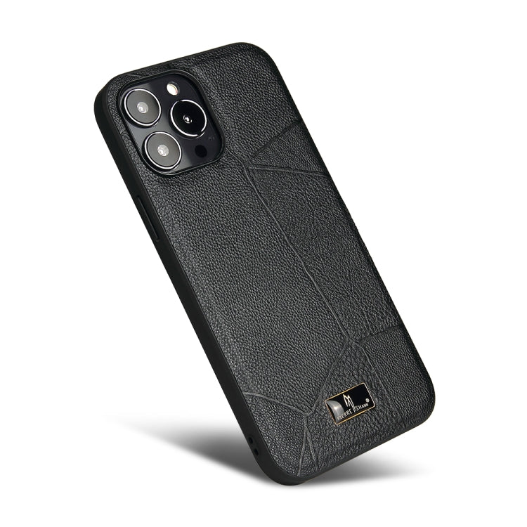 For iPhone 13 Pro Max Fierre Shann Leather Texture Phone Back Cover Case (Ox Tendon Black) - HoMEdemic™ 
