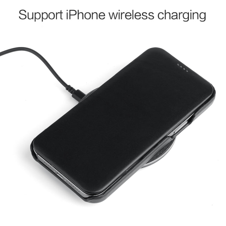 For iPhone 13 Pro Max Fierre Shann Magnetic Genuine Leather Phone Case (Black) - HoMEdemic™ 