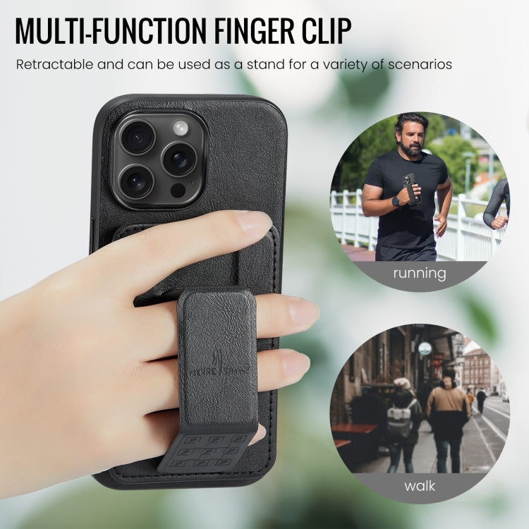 For iPhone 13 Pro Max Fierre Shann Oil Wax Cow Leather Card Holder Back Phone Case(Black) - HoMEdemic™ 