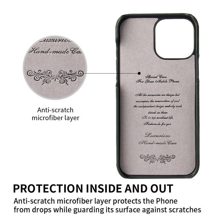 For iPhone 13 Pro Max Fierre Shann Oil Wax Texture Genuine Leather Back Cover Case with 360 Degree Rotation Holder & Card Slot (Black) - HoMEdemic™ 