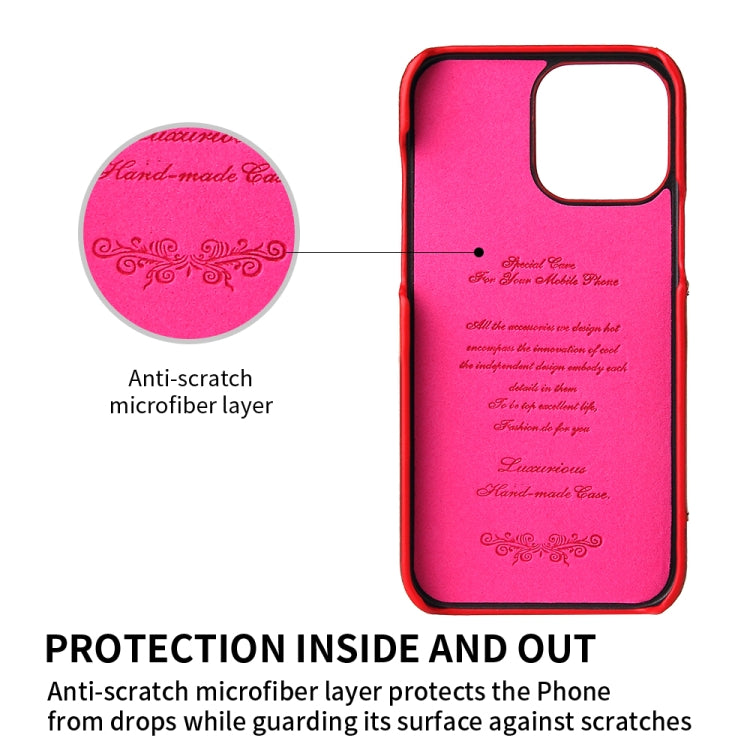 For iPhone 13 Pro Max Fierre Shann Oil Wax Texture Genuine Leather Back Cover Case with 360 Degree Rotation Holder & Card Slot (Red) - HoMEdemic™ 