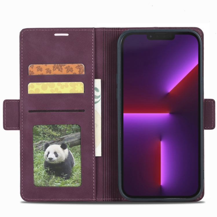 For iPhone 13 Pro Max Forwenw Dual-side Buckle Leather Phone Case (Wine Red) - HoMEdemic™ 