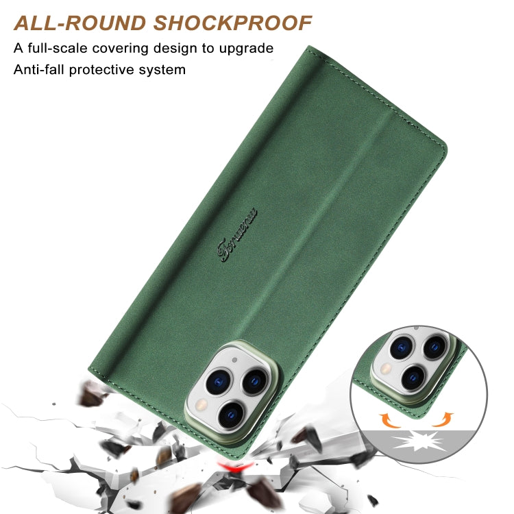 For iPhone 13 Pro Max Forwenw F1 Series Matte Strong Magnetism Horizontal Flip Leather Case with Holder & Card Slots & Wallet & Photo Frame (Green) - HoMEdemic™ 