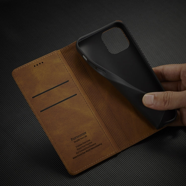For iPhone 13 Pro Max Forwenw F2 Series Magnetic Horizontal Flip Leather Case with Holder & Card Slots & Wallet (Brown) - HoMEdemic™ 
