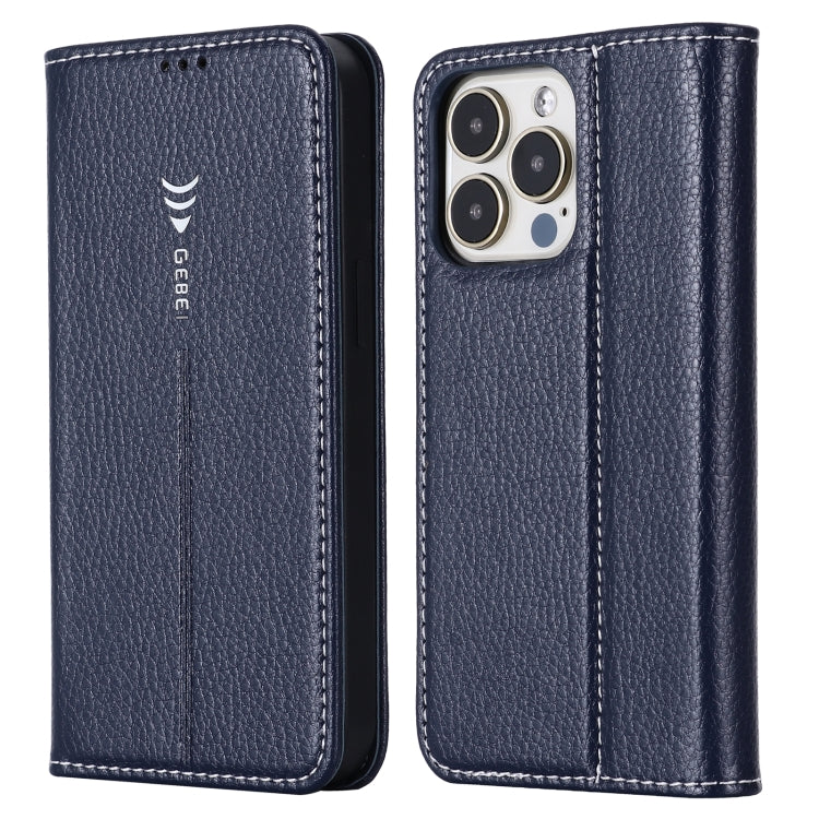 For iPhone 13 Pro Max GEBEI PU+TPU Horizontal Flip Protective Case with Holder & Card Slots (Blue) - HoMEdemic™ 