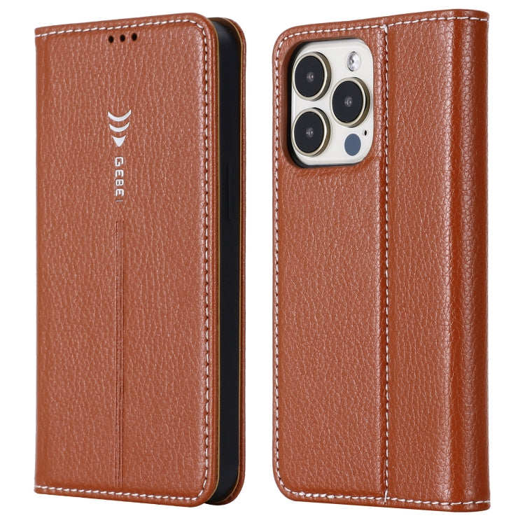 For iPhone 13 Pro Max GEBEI PU+TPU Horizontal Flip Protective Case with Holder & Card Slots (Brown) - HoMEdemic™ 