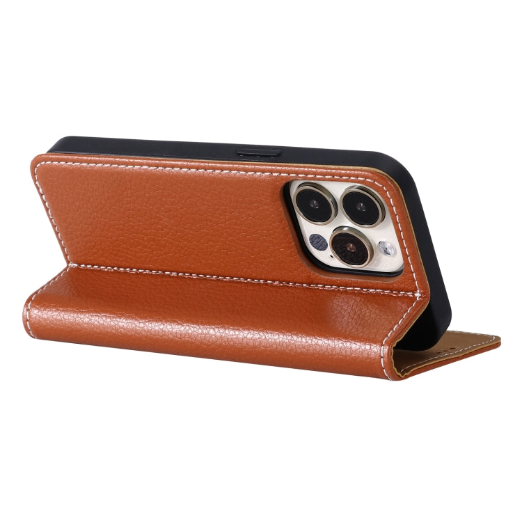 For iPhone 13 Pro Max GEBEI PU+TPU Horizontal Flip Protective Case with Holder & Card Slots (Brown) - HoMEdemic™ 