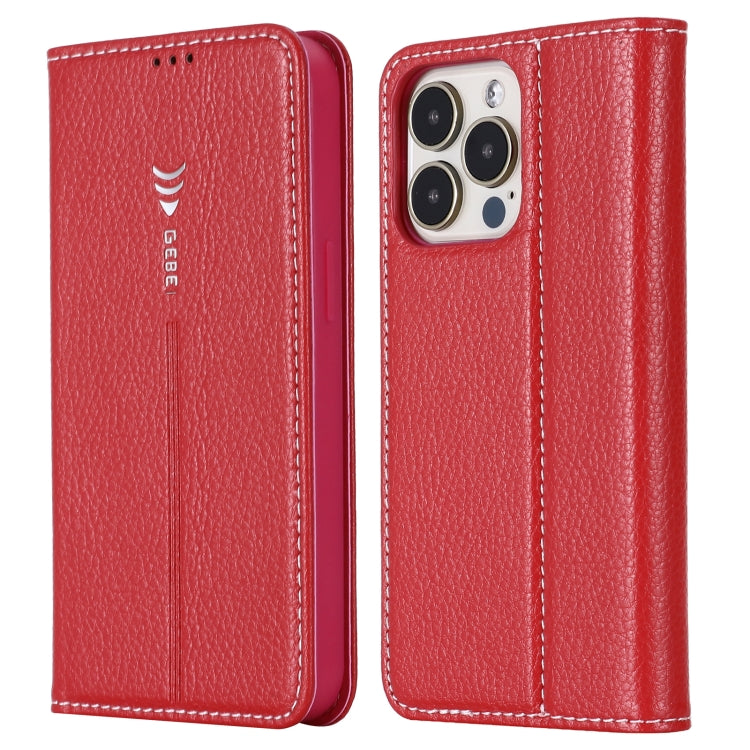 For iPhone 13 Pro Max GEBEI PU+TPU Horizontal Flip Protective Case with Holder & Card Slots (Rose Red) - HoMEdemic™ 