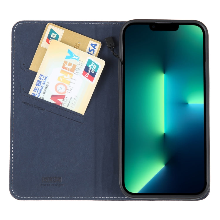 For iPhone 13 Pro Max GEBEI Top-grain Horizontal Flip Leather Phone Case(Blue) - HoMEdemic™ 