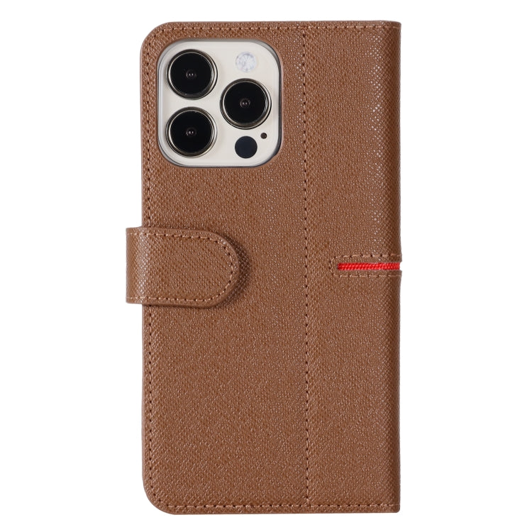 For iPhone 13 Pro Max GEBEI Top-grain Leather Horizontal Flip Protective Case with Holder & Card Slots & Wallet & Photo Frame (Brown) - HoMEdemic™ 