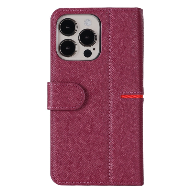 For iPhone 13 Pro Max GEBEI Top-grain Leather Horizontal Flip Protective Case with Holder & Card Slots & Wallet & Photo Frame (Red Wine) - HoMEdemic™ 