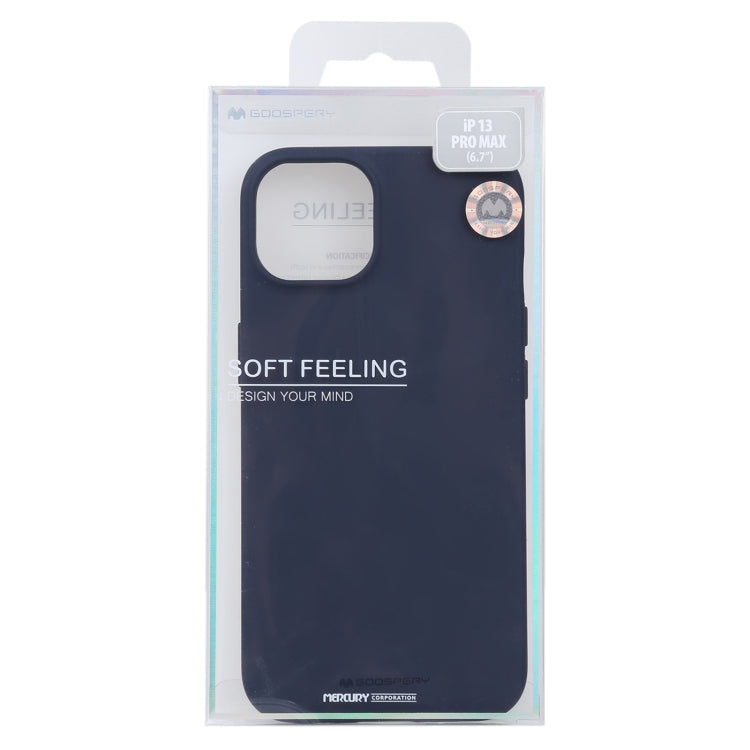 For iPhone 13 Pro Max GOOSPERY SOFT FEELING Liquid TPU Shockproof Soft Case (Navy Blue) - HoMEdemic™ 