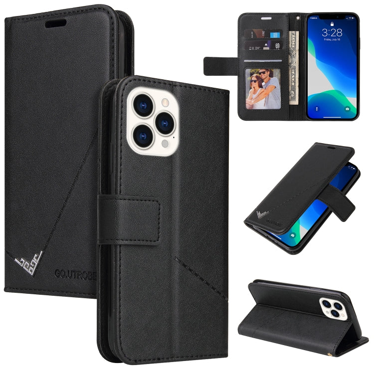 For iPhone 13 Pro Max GQUTROBE Right Angle Leather Phone Case (Black) - HoMEdemic™ 