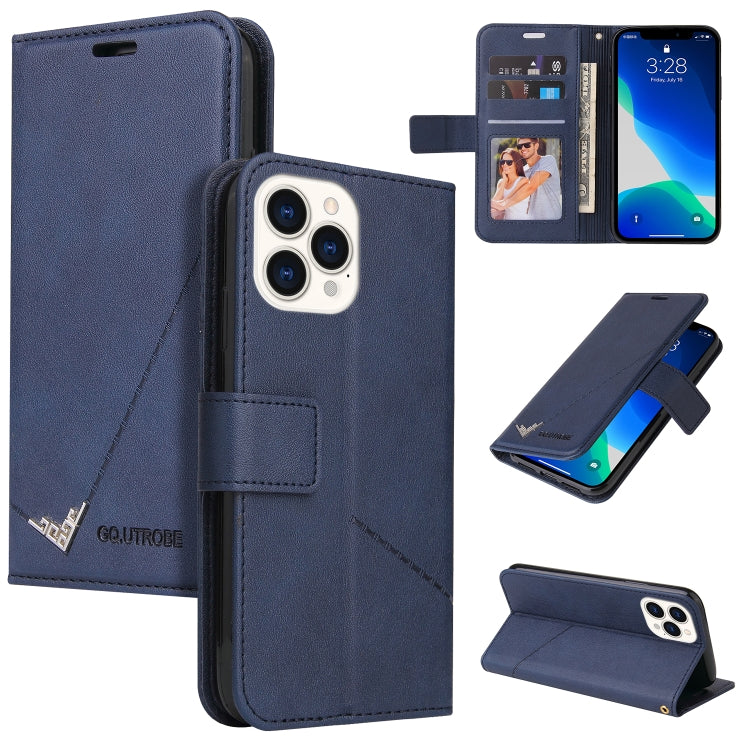 For iPhone 13 Pro Max GQUTROBE Right Angle Leather Phone Case (Blue) - HoMEdemic™ 