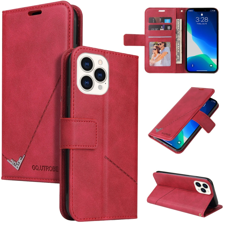 For iPhone 13 Pro Max GQUTROBE Right Angle Leather Phone Case (Red) - HoMEdemic™ 