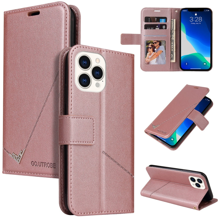 For iPhone 13 Pro Max GQUTROBE Right Angle Leather Phone Case (Rose Gold) - HoMEdemic™ 