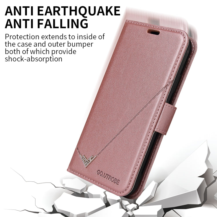 For iPhone 13 Pro Max GQUTROBE Right Angle Leather Phone Case (Rose Gold) - HoMEdemic™ 