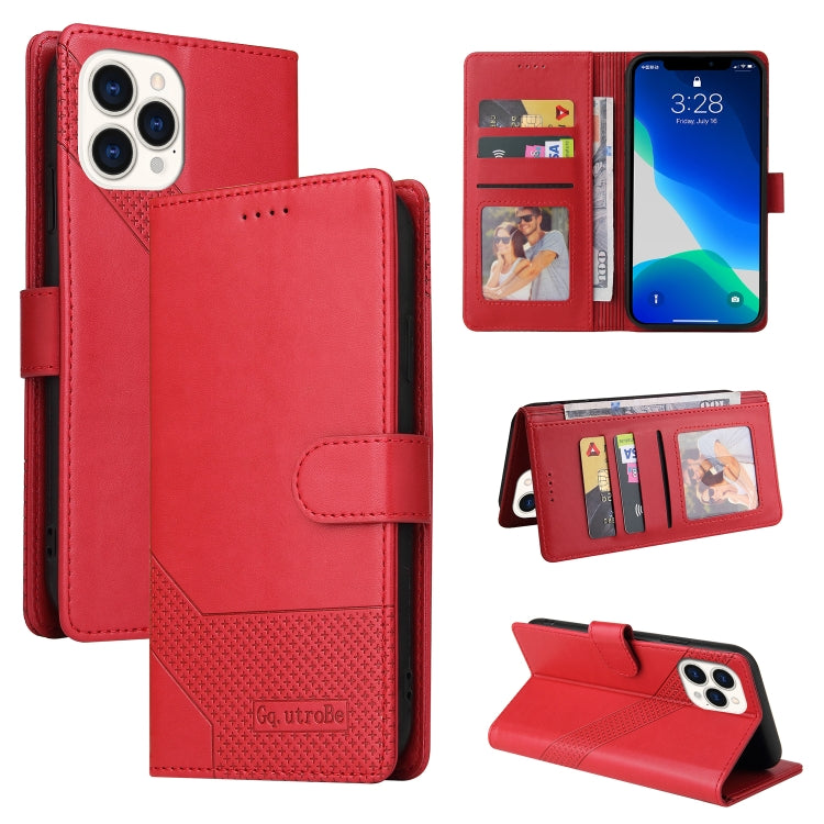 For iPhone 13 Pro Max GQUTROBE Skin Feel Magnetic Leather Phone Case (Red) - HoMEdemic™ 