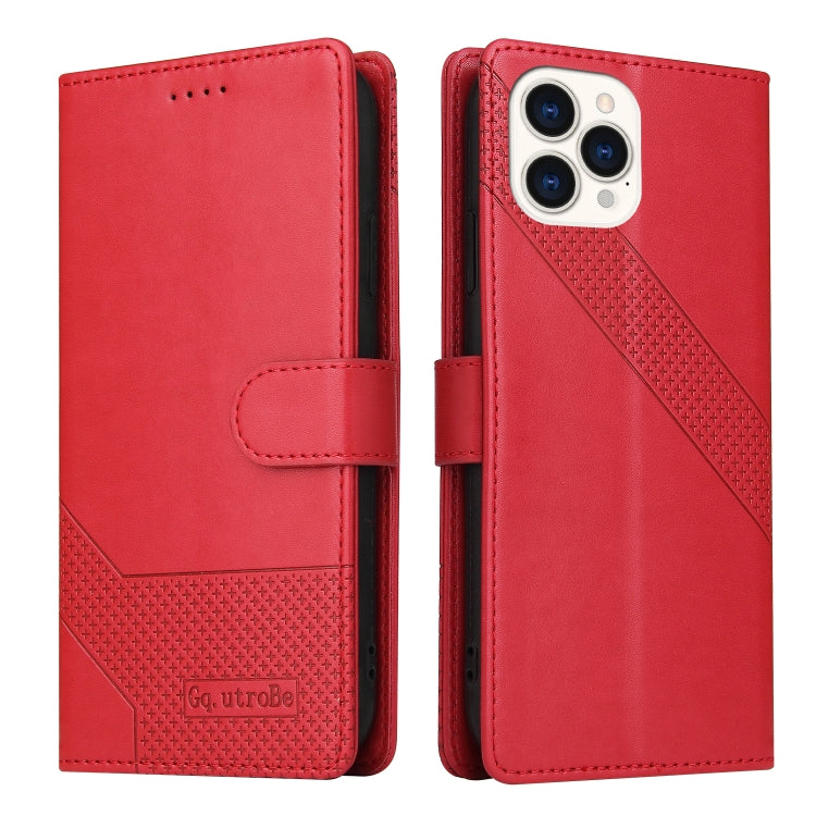For iPhone 13 Pro Max GQUTROBE Skin Feel Magnetic Leather Phone Case (Red) - HoMEdemic™ 