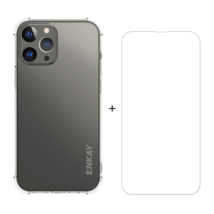 For iPhone 13 Pro Max Hat-Prince ENKAY Clear TPU Shockproof Soft Case Drop Protection Cover + Clear HD Tempered Glass Protector Film - HoMEdemic™ 